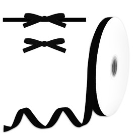 3/8" Black Thin Velvet Ribbon, 25 Yards Craft Velvet Ribbon for Gift Wrapping, Gift Wrap Ribbons, Vintage Velvet Ribbons, Spool Fabric Ribbons for Wreath Decoration, Bow Making