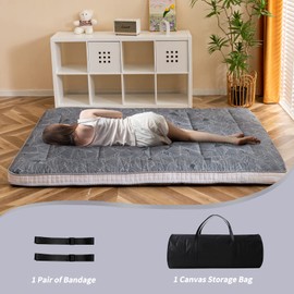 Extra Thick Futon Floor Mattress, Padded Japanese Folding Roll Up Mattress Sleeping Pad, Foldable Camping Portable Mattress Shikibuton, Bed Mattress Topper, Floor Lounger Guest Bed for Couch Car