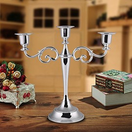 Candelabro de 3 Brazos, candelabro de Metal de Estilo Europeo Candelabro para la Cena de Boda Decoración de Velas caseras (Oro)