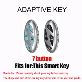 HIBEYO 7 Button Key Fob Cover Compatible with Hyundai Ioniq 6 Grandeur GN7 KONA 2023 2024 2025 Accessories Handmade 3D Design Leather Key Case with Keychain-7 Button White