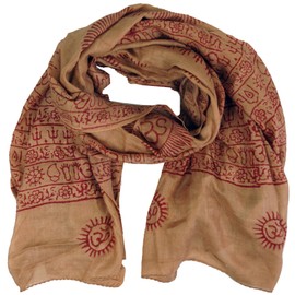 GURU SHOP Thin Baba Scarf, Benares Lunghi, Men/Women, Pink, Synthetic, Size: One Size, caramel