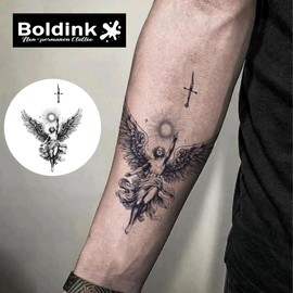 Boldink Temporary Tattoos, semi permanent tattoos, 15-day long lasting tattoo sticker, waterproof and anti-reflective, unique design(Angel of Faith)