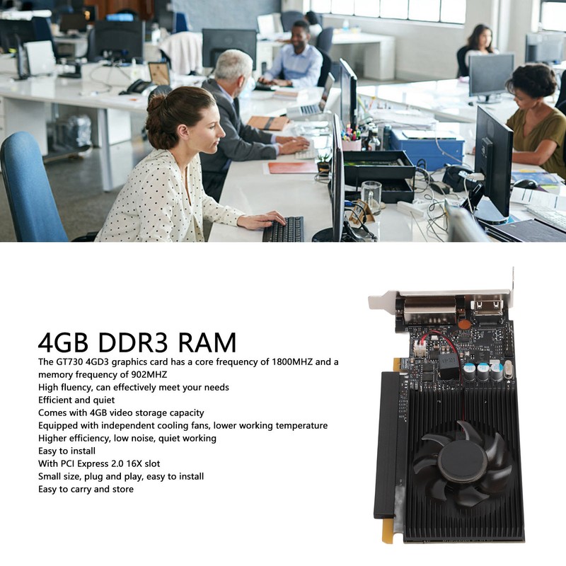 GT730 4GD3 Graphics Card Professional Efficient Quiet Cooling Fan PCI