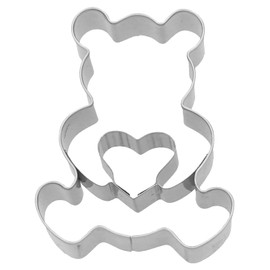Birkmann 189881 Teddy Bear with Heart Cookie Cutter 6 cm Stainless Steel with Inner Embossing High Quality