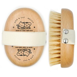 menesia Menesia Soft Dog Brush, Pets Palm Brush for Dog and Cat Grooming - Bristle Brush for Dogs Short Haired - Soft Bristle Dog Brush Handheld - Ideal for Small Dogs Daily Gentle Grooming Brush (Beechwood)