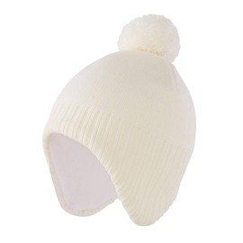 Magracy Toddler Boys Girls Winter Hats Warm Earflap Beanie Hat Fleece Lined Knit Hat for Kids Beige M