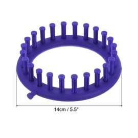 PATIKIL 24 Hooks Round Knitting Loom Machines Kit, 14cm OD Darning Weave Tool with Accessories for Scarf Sweater Shawl Blankets Mending Weaving Stitching, Blue