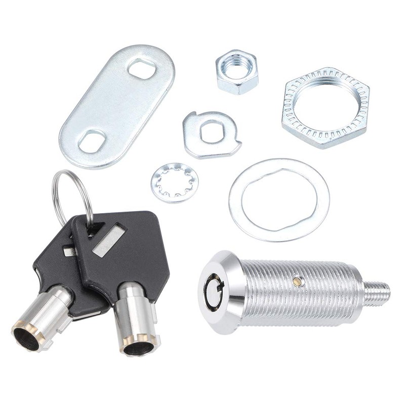 sourcing map Cylinder Zinc Alloy Chrome End Tubes Cam Lock