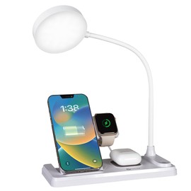 OttLite LED Desk Lamp with Charging Station, Multi-Device Desk Lamp with Wireless Charger, Book Light, Table Lamp Reading Light, Work Light, Desk Lights for Home Office or Bedside