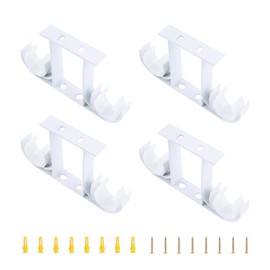 UFURMATE Curtain Rod Brackets 4Pcs Aluminum Alloy Ceiling-Mount Brackets Double Curtain Holders Window Drapery Rod Hanging Supports for 23-28mm Curtain Pole (Pure White)