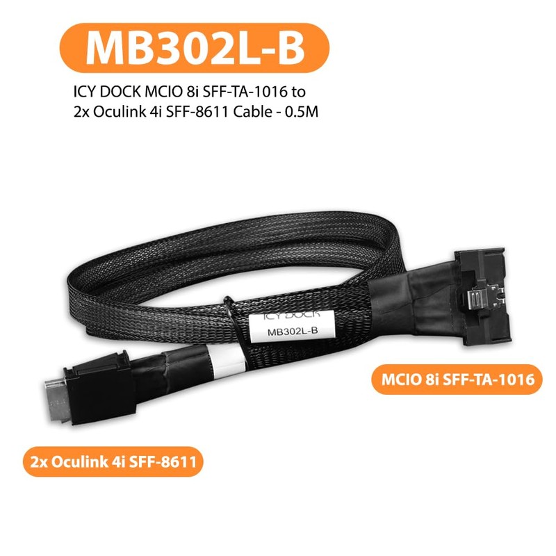 ICY DOCK MB302L-B Data Cable - 1x MCIO SFF-TA-1016 8i