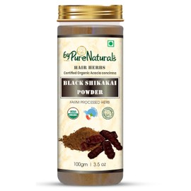 byPureNatural 100% Natural Herbal Organic Black Shikakai Powder| Acacia Concinna| Healthy| Long & Strong| Shiny Hair Care - 100gm