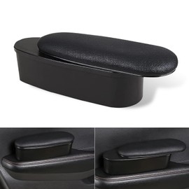 icykale 1 PC Car Door Side Left Arm Elbow Pad, Soft Leather Adjustable Relief Arm Pressure Support Pad, Retractable Storage Box Self-Adhesive Interior Accessories, Universal for Cars Trucks (Black)