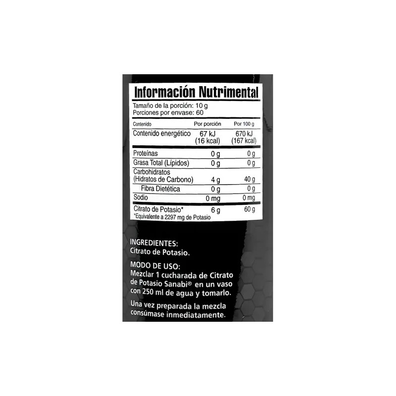 Citrato De Potasio 600 G Sabor Natural Sanabi