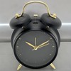 MIJOMA analoger Quarz Wecker Retrowecker Mattschwarz/Gold, Ø 11 x 17