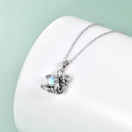 YAFEINI Sloth Gifts 925 Sterling Silver Sloth Necklace Heart Crystal Sloth Pendant Jewellery for Women Men (moonstone sloth)
