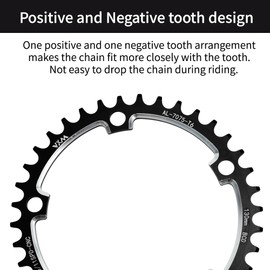 BULLSPANN Narrow Wide Chainring for Speed Road Bike for 130 BCD Bicycle Chainring 159.89 mm/6.29 Inch Black CNC Aluminium Alloy Pack of 1