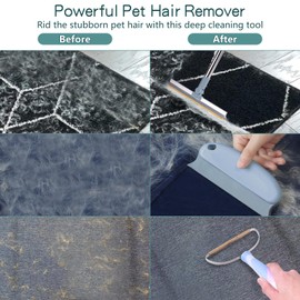 4 Packs Pet Hair Remover Set, Retractable Carpet Scraper Rake, 180°Rotating Dog Shedding Cleaner Tool，Extra-Wide & Metal Edge of Pet Hair Remover for Embedded Fur Removal from Carpet,Stair or Rug