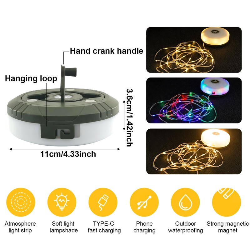 hautllaif 10M Camping String Lights,8 Lighting Modes Camping Fairy Lights,Portable