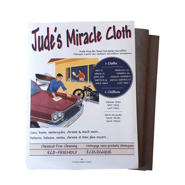 Jude's Miracle Cloth Microfiber Cleaning Cloth 2 Pack for Windows Mirrors Crystal Eye Glasses TV Computer Screen Countertops Cars & Boats Chemical Free (Grey 2PK)