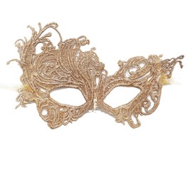 TFTSR Masquerade Masks for Women Couples & Men - Venetian Dress & Mardi Gras Mask in Gold & Black Lace Adults Party Costume