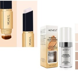 Aliver Color Changing Foundation, Flawless Color Changing Foundation Makeup Base Moisturizing Liquid Foundation, Concealer Cover Moisturizer Cosmetic Sunscreen Moisture - Color: Liquid&Cream Foundation Sets