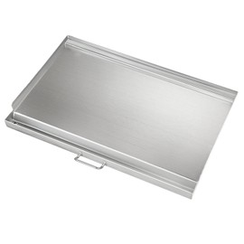 LotFun 32" x 15" Stainless Steel Cooking Griddle for Outdoor Gas Grill, Universal Griddle Flat Top Plate Insert with Grease Groove and Removable Handles for Electric/Charcoal/Gas Grill, Camping,Party