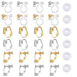 WEWAYSMILE 40 Earrings, Clip On Earrings Converter, Including U-Shaped Ear Clips, Ear Clips, Ear Clips Screws, Suitable for Non-Pierced Women's Ears