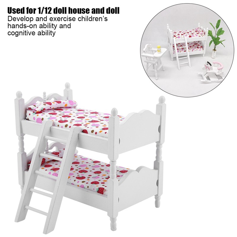 1:12 Doll House Mini Furniture Children Bedroom Model Bunk Bed