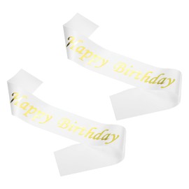 PATIKIL Birthday Girls Sash, 2 Pcs Glitter Birthday Sash for Women Satin Princess Queen Sash Party Decorations with Safety Pin for Party Gifts Favors, White with Gold Foil Lettering