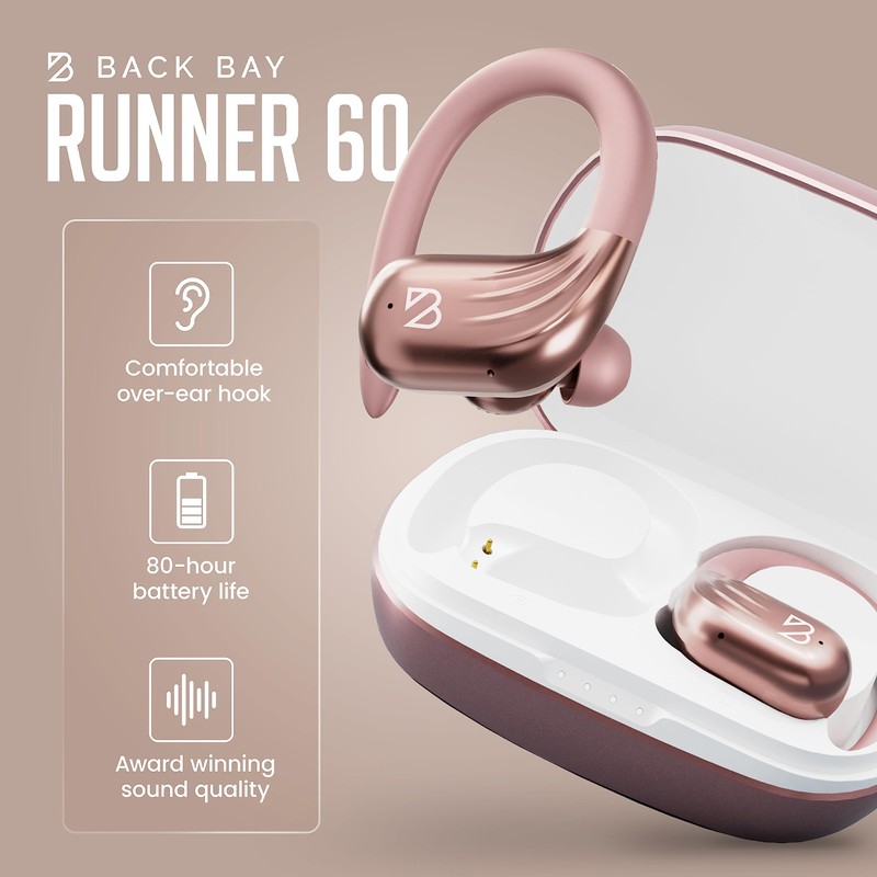 Back Bay Audio Runner 60 - Rose Gold Wireless Running