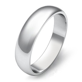 925 Sterling Silver UK Hallmarked White Gold Plated D Shape Court Unisex Ladies Mens Wedding Ring Band 4mm / 5mm / 6mm (6 MM, K)