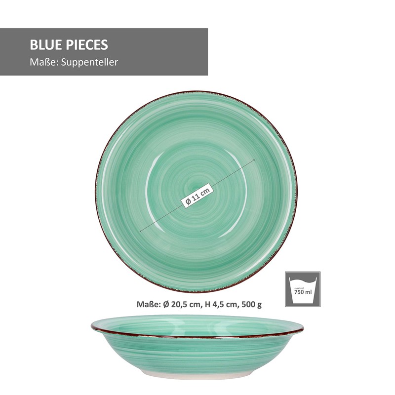 MamboCat 18-Piece Plate set Blue Baita – Green Baita Vario