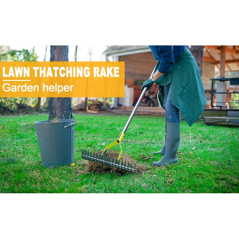 BARAYSTUS Thatching Rake 15-Inch Wide for Cleaning Dead Grass Efficient
