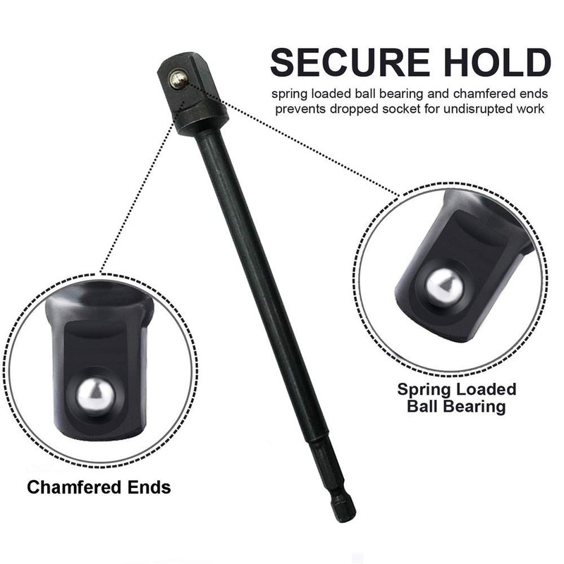Bestgle 3pcs Socket Adapter Impact Driver Extension Set Hex Shank