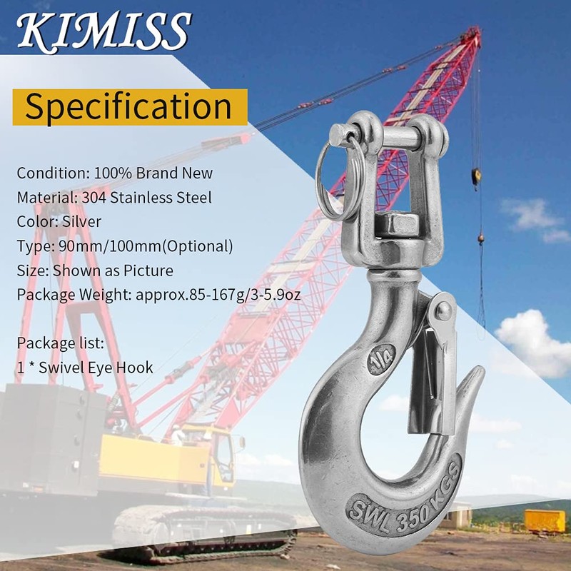 KIMISS 304 Stainless Steel Swivel Eye Clevis Lifting Chain Snap