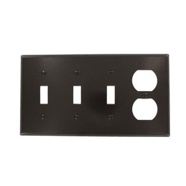 Leviton 4-Gang 3-Toggle 1-Duplex Device Combination Wallplate, Standard Size, P38, Brown