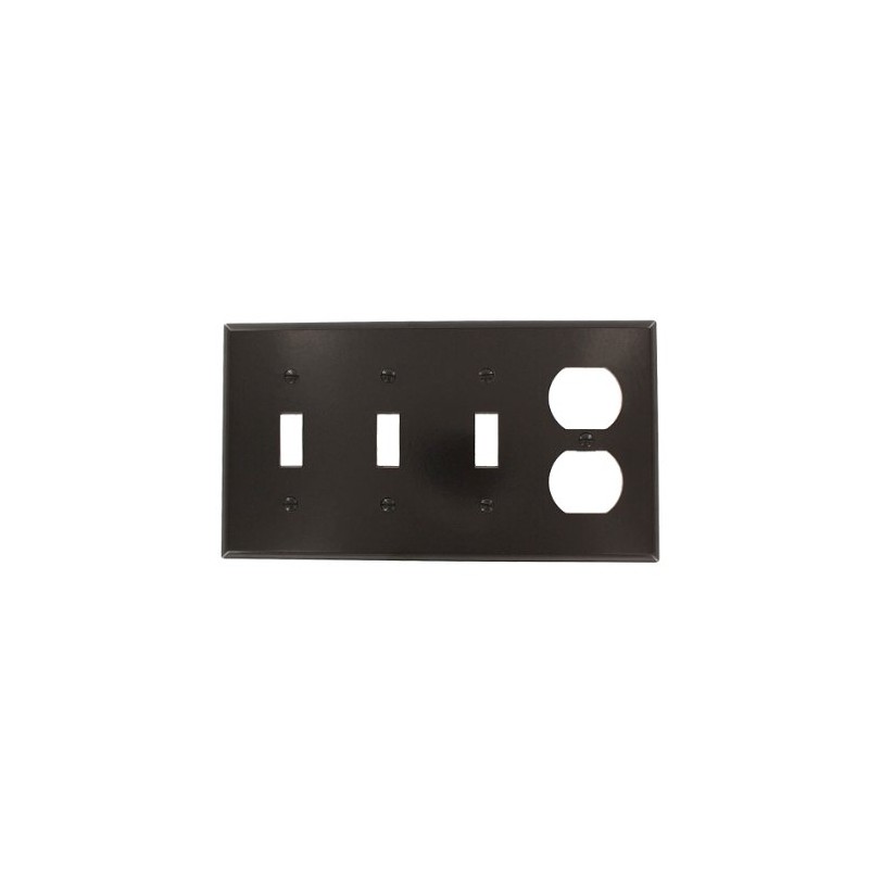 Leviton 4-Gang 3-Toggle 1-Duplex Device Combination Wallplate, Standard Size, P38,