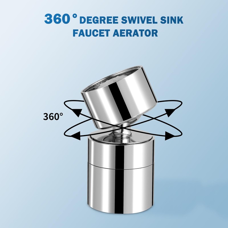 Hibbent Metal Faucet Aerator, 360-Degree Swivel Metal Kitchen Sink Aerator,