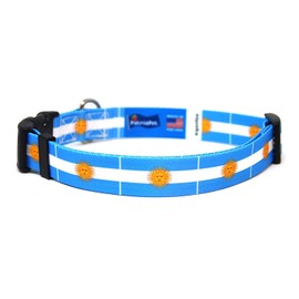 PatriaPet Dog Collar with Argentina Flag | Great for National Holidays, Special Events, Festivals, Independence Days and Every Day Strong Safe | XSmall Small Medium Large XLarge