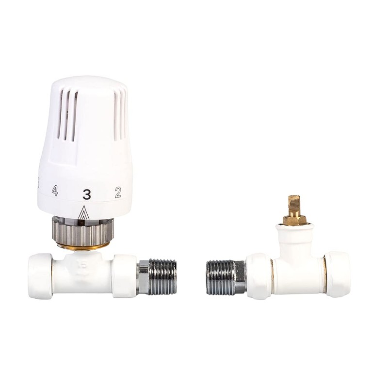 London Taps Thermostatic Radiator Valve TRV and Lockshield Set, White