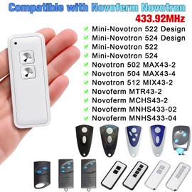 pepape 433.92MHz Garage Door Remote for Novoferm Novotron 522 Design, 502 MAX43-2, 512 MIX 43-2, 522 Compatible with Novoferm Tormatic 64/128 Bit Encryption Garage Opener Transmitter