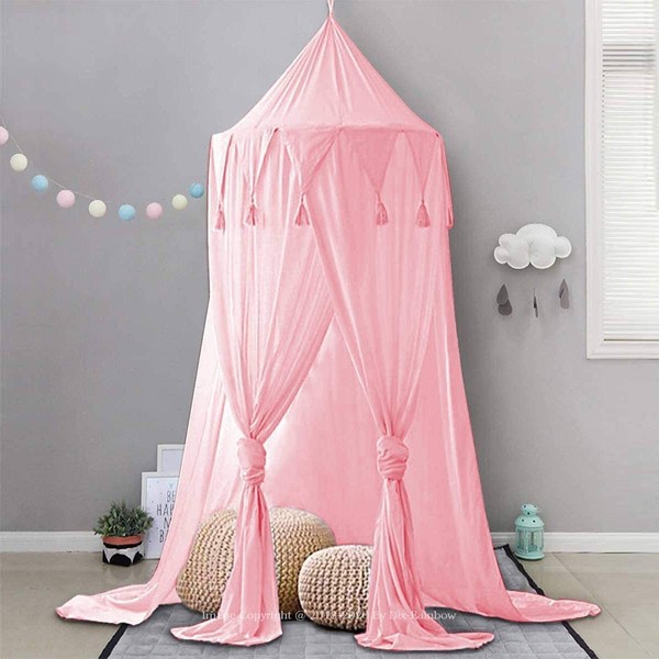 Dix-Rainbow Bed Canopy for Girls Bedroom Princess Bed Canopy for Children Kids Baby Chiffon Over Bed Net for Nursery Decor Reading Corner Game House Round Dome Height 240cm/94.5in