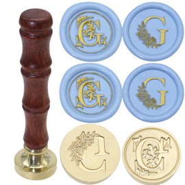 G Formula Vintage Retro Brass Initial G Wax Seal Stamp - 2 Pcs Alphabet Letter Wax Stamp Kit with New Pattern