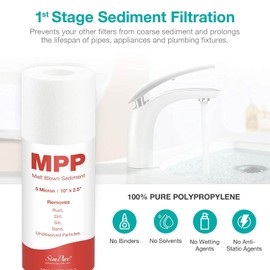 SimPure SP5-RO75 6-Stage Reverse Osmosis Replacement Filter Set with Alkaline Mineral Filter, Complete Set for 75 GPD Standard 6-Stage Reverse Osmosis RO Water Filtration Systems, 6 Pieces