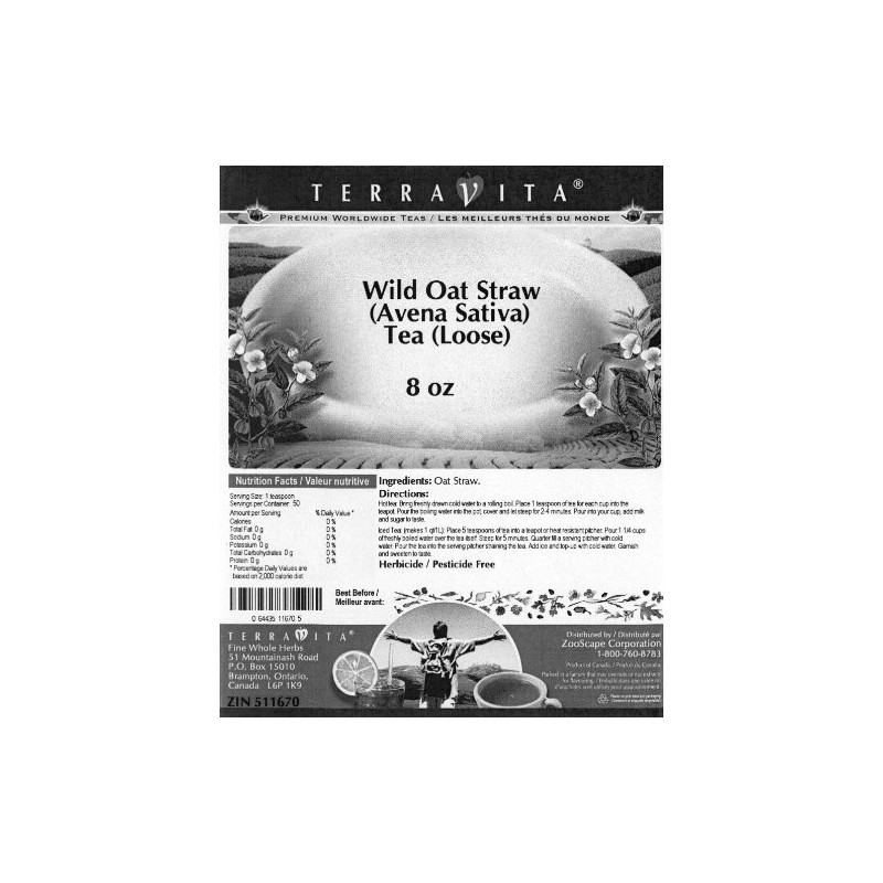 Wild Oat Straw (Avena Sativa) Tea (Loose) (8 oz, ZIN: