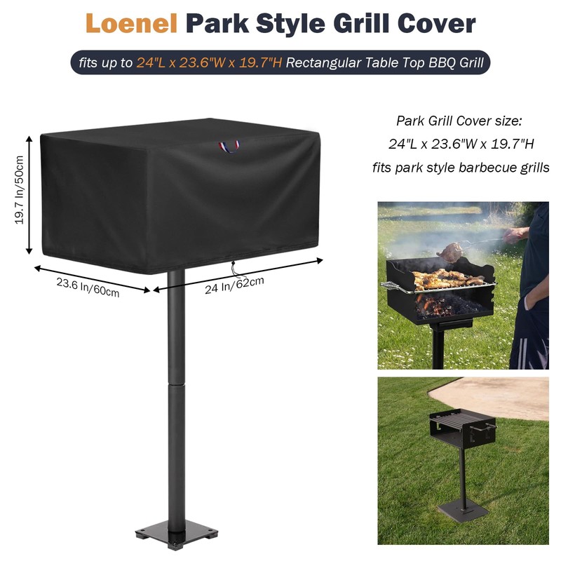 Loenel 23 Inch Park Style Grill Cover, Waterproof Veranda Rectangular