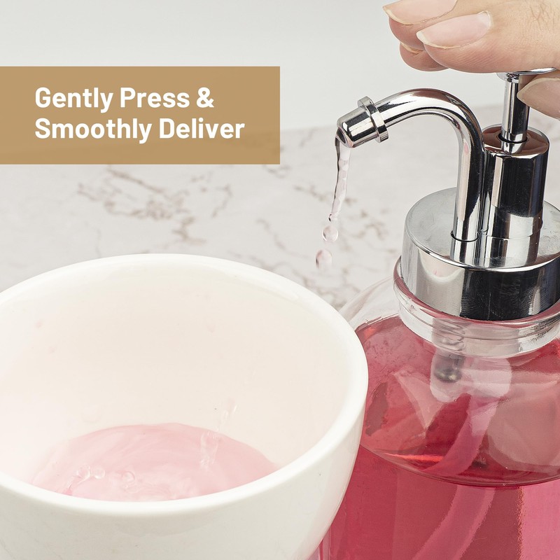 Ezebesta 17OZ Mouthwash Clear Glass Pump Dispenser with Disposable Mouthwash