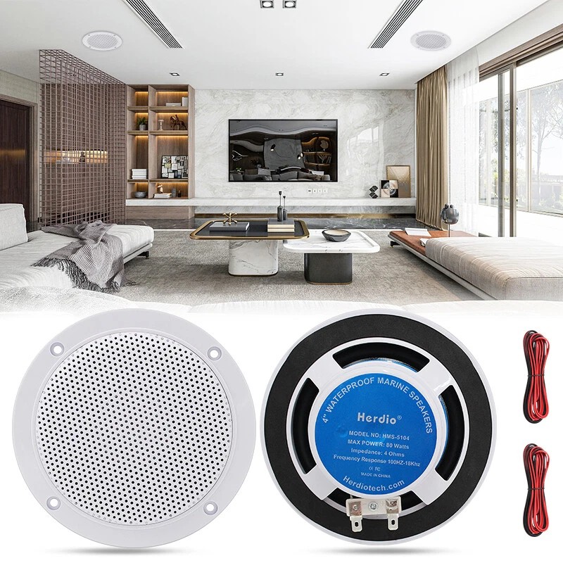 Herdio 4x Herdio 320W 4" Boat Marine Stereo Kitchen Bluetooth