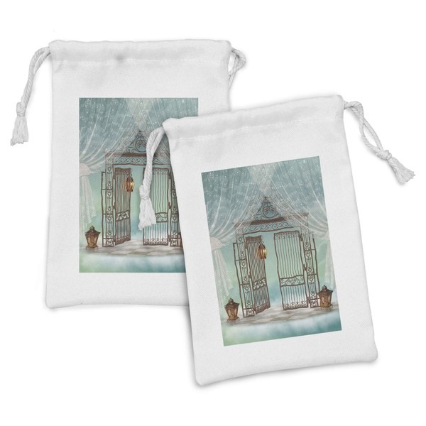 Ambesonne Retro Fabric Pouch Set of 2, Old Door and
